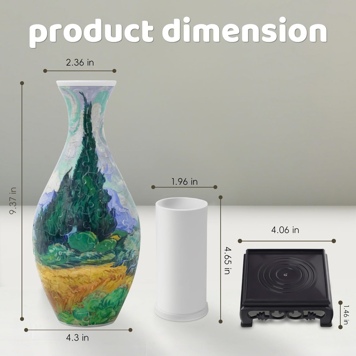3D Puzzles Vase for Adults,Birthday Gifts for Women,160 PCS DIY Unique Flower Vase Puzzle with LED Light,House Warming Gift Flower Arrangements and Home Decoration (Wheat Field)