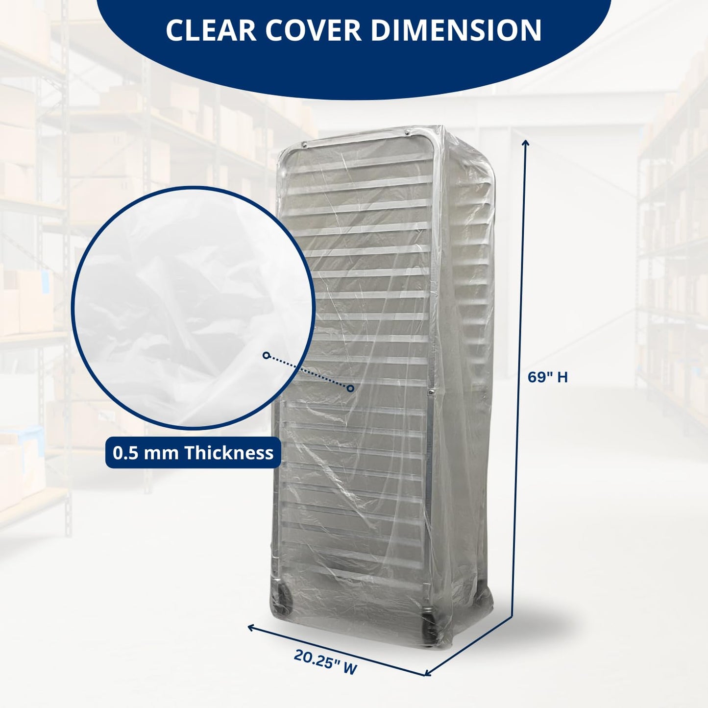 FSE Disposable Commercial Grade Sheet Pan/Bun Pan Rack Covers, 20.25" W x 26" D x 69" H, Clear, 50 Count