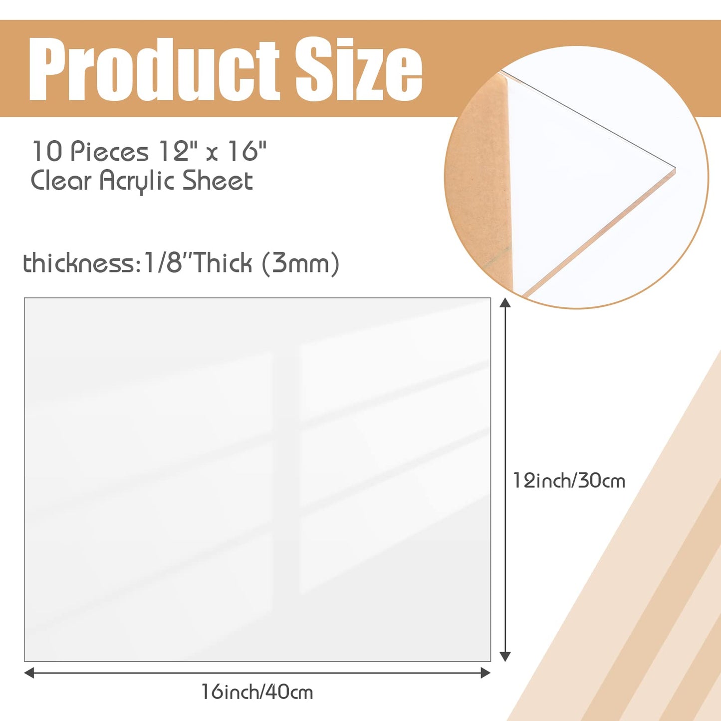 Wesiti 10 Pieces Clear Acrylic Sheet Cast 1/8" for Laser 3 mm Thick Acrylic Cutter Clear Plastic Sheet for Art Design Wedding Party Sign DIY Craft Photo Frame Display (12" X 16")