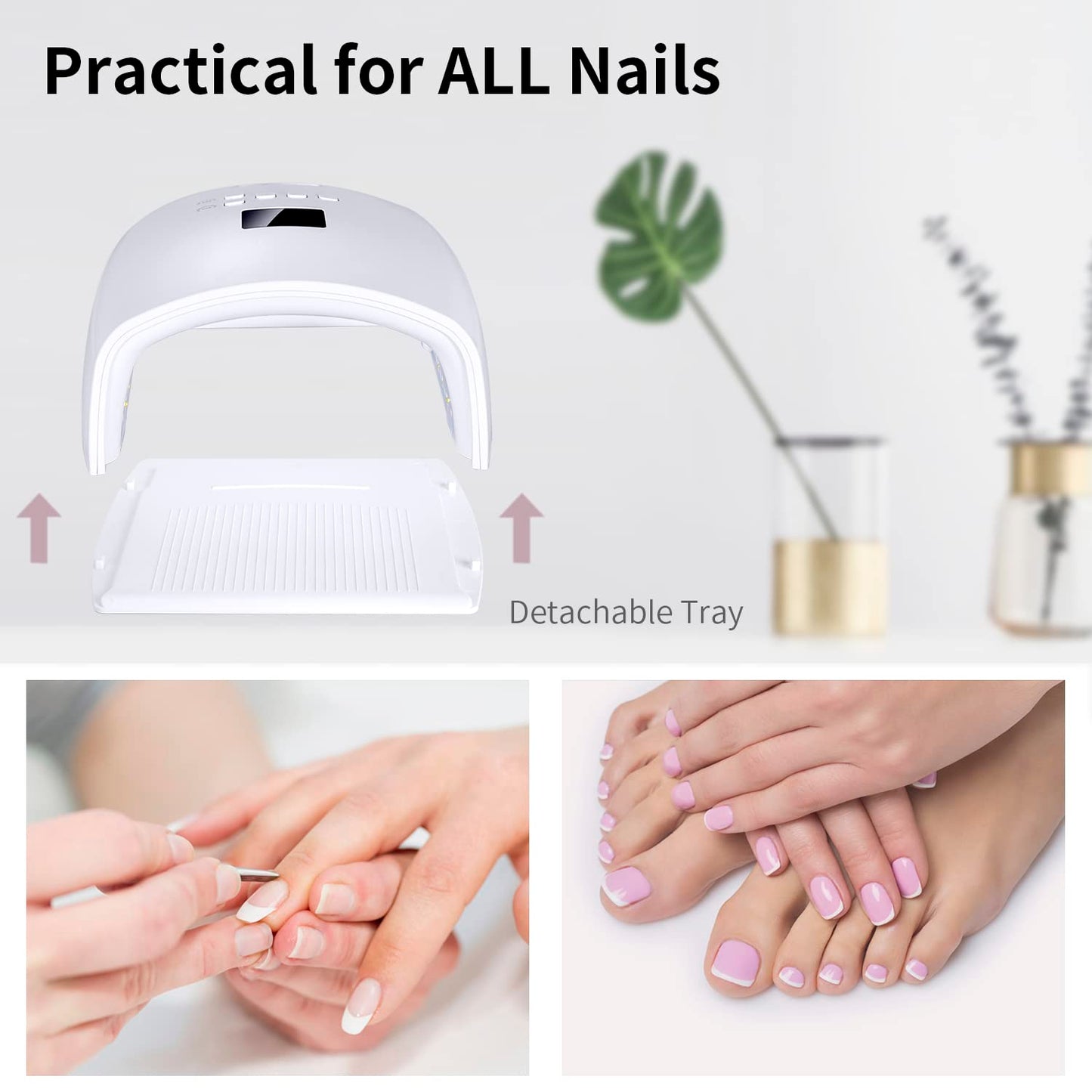 Ayshone 48W Rechargeable UV LED Nail Lamp,Cordless Professional Gel Nail Lights Nail Art Manicure Tools for Home and Salon (White)