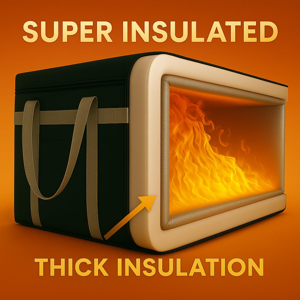 musbus Insulated Food Delivery Bag Cooler Bags Keep Food Warm Catering Therma for doordash Uber Eats Catering Shopper hot BLACK travel grocery pizza portable beach soft sided