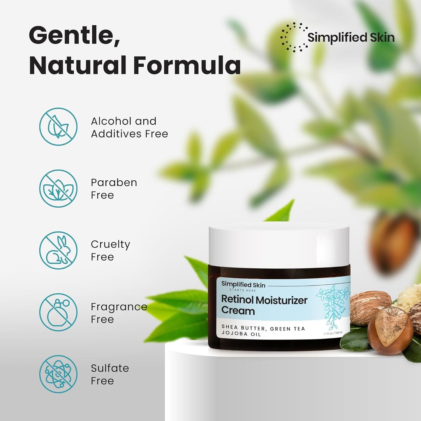 Retinol Cream for Face - 2.5% Retinol Moisturizer with Vitamin E & Hyaluronic Acid for Anti-Aging & Wrinkles - Retinol Night Cream for Face - Hydrating Retinol Facial Moisturizer Cream - 1.7 Oz