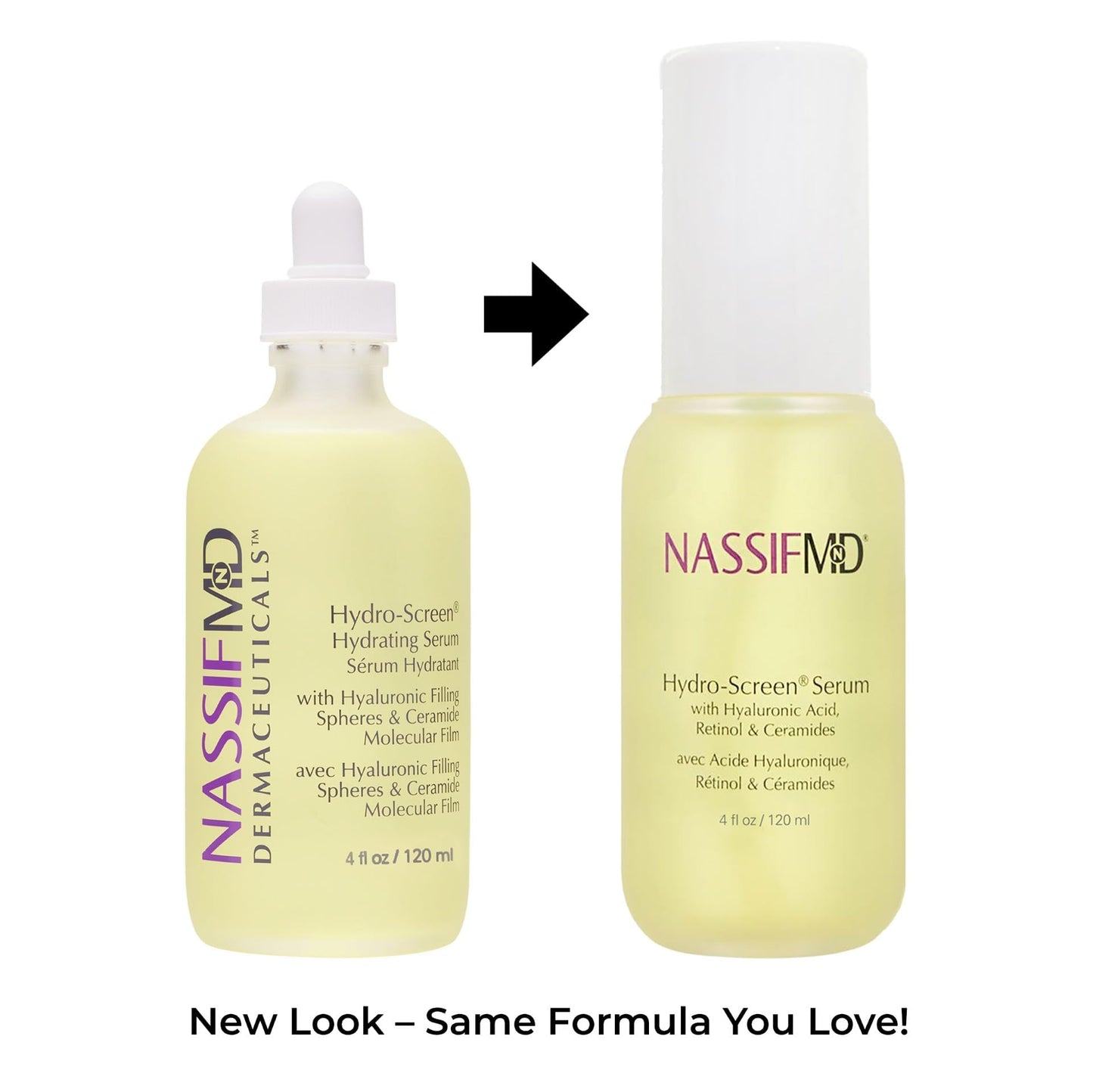 NassifMD Hydro-Screen - Clinical Grade Serum with Premium Ingredients: Ceramides, Retinol, Bakuchiol, Hyaluronic Acid - Anti Aging Treatment