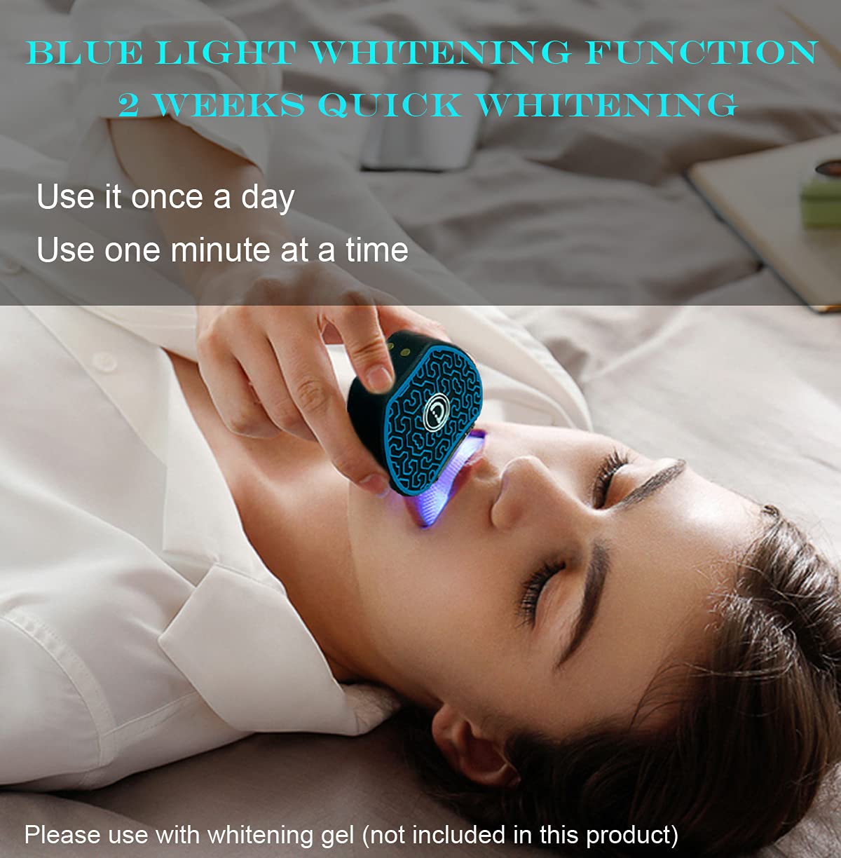 smiletech Automatic Toothbrush,Sonic Glow Toothbrush Teeth Whitening Kit,Sonic Brush,Equipped with Two Replacement Brush Heads (Black-Blue)