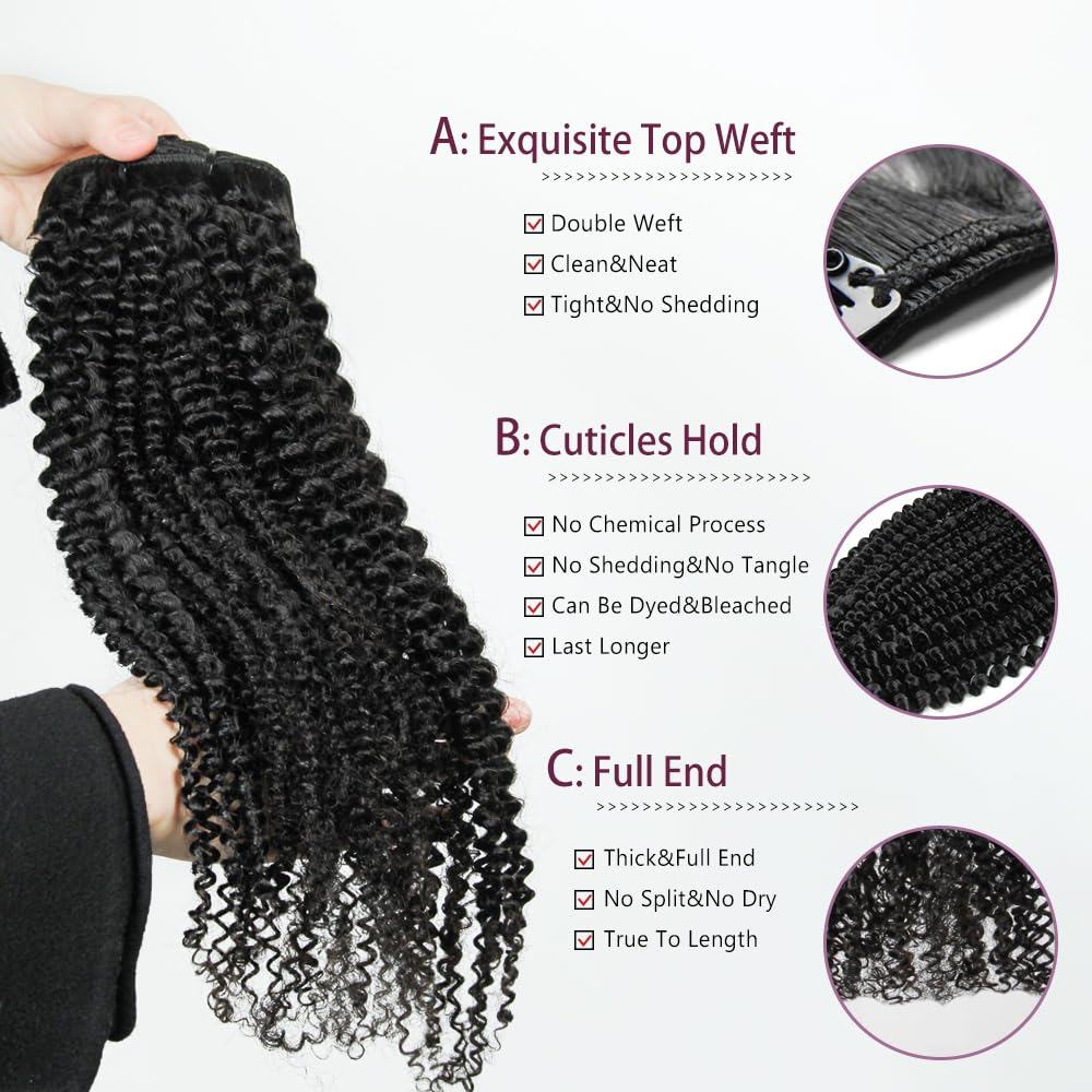 KRN Clip in Hair Extensions Real Human Hair, 136g 8pcs Natural Black Hair Extensions Clip ins for Black Women Full And Thick Kinky Curly Clip in Human Hair Extensions 20 Clips Easy to Wear 16 Inch