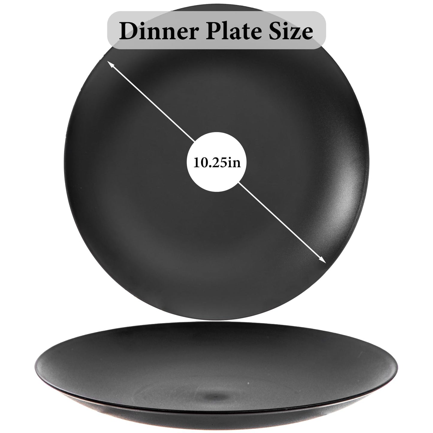 EI enjonirinjonir 80pcs Black Plastic Plates Disposable for Dinner,10.25inch Party Plates Disposable Heavy Duty,Elegant Matte Plastic Plate Frosted is Ideal for Wedding/Birthday/Graduation Decorations