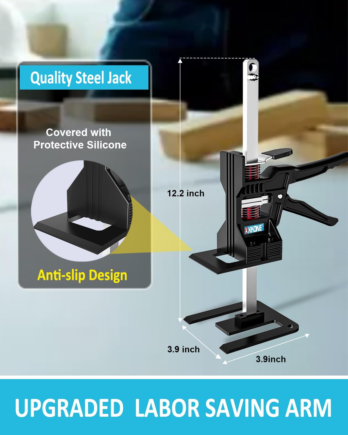 XKONE Labor Saving Arm Jack(2 Pcs),Multi-Function Height Adjustment Lifting Device with Storage Case,Suitable for Door Panel Lifting,Wall Tile Locator,Cabinet Jack and Board Lifter etc.