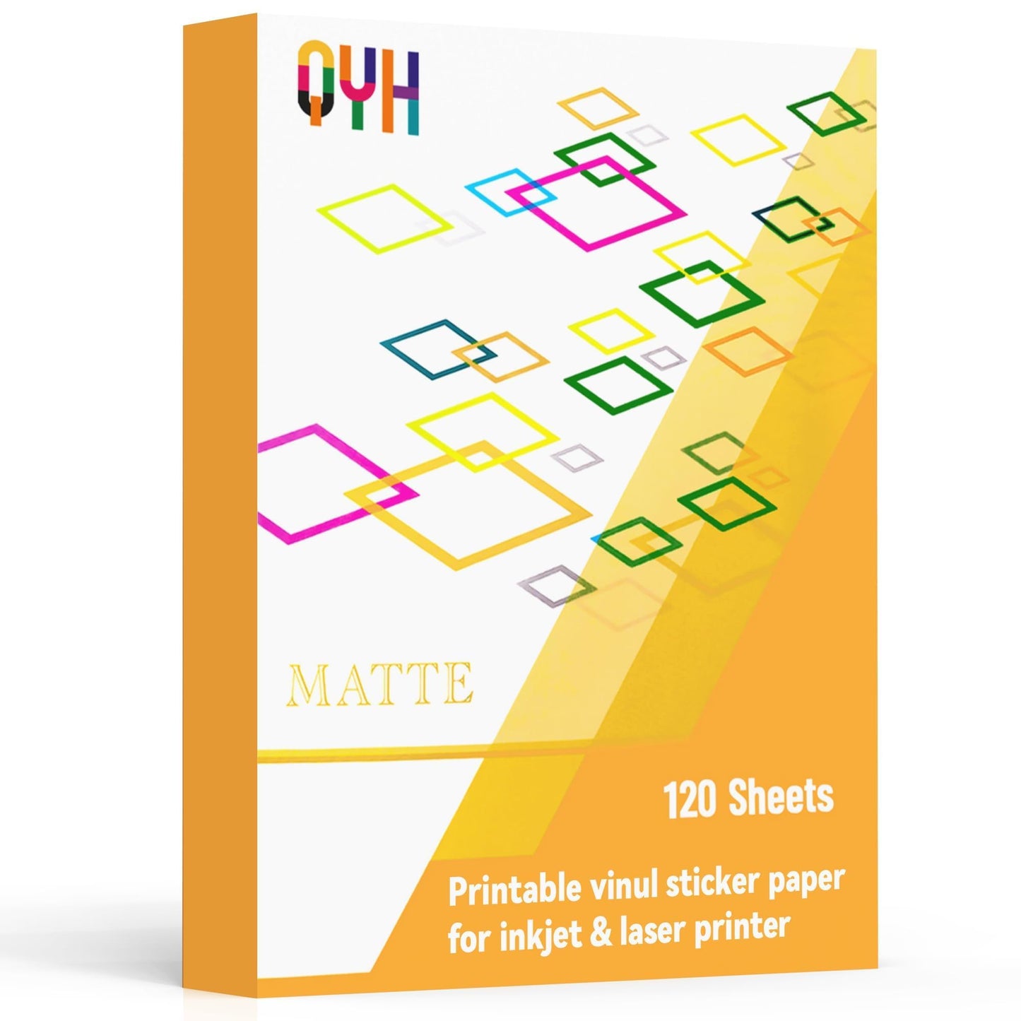 QYH Premium Matte Vinyl Sticker Paper, 120 Sheets Printable Waterproof Sticker Paper for Inkjet & Laser Printer, 8.5x11" White Bulk Stickers, Compatible with Cricut - Ideal for Small Business, Etsy