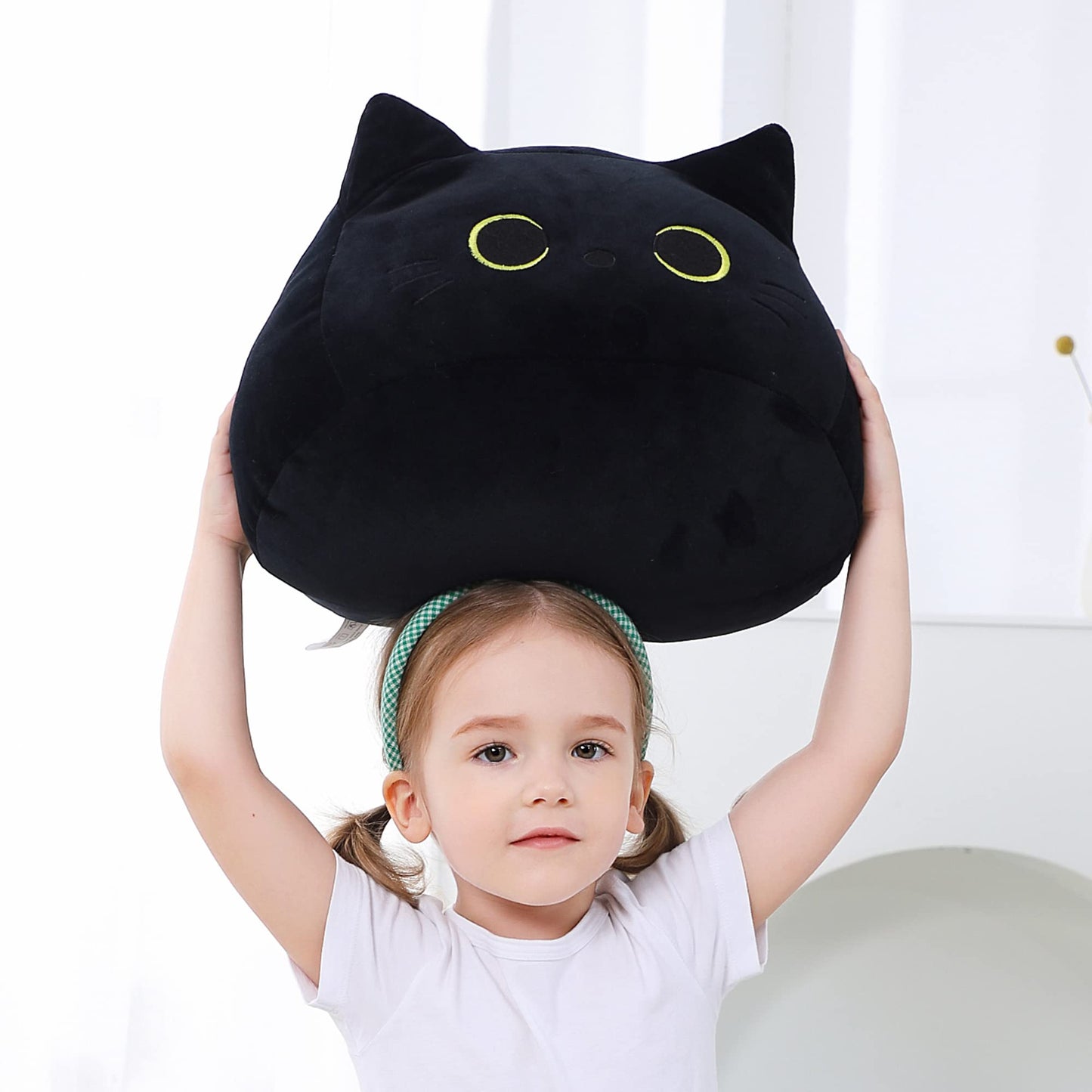 WeBingo Black Cat Plush Toy 16'', Giant Cat Stuffed Animal Plushies Pillow for Girl Boy Kid Adult, Large Big Soft Gift for Birthday Christmas Valentine's Day Home Decor