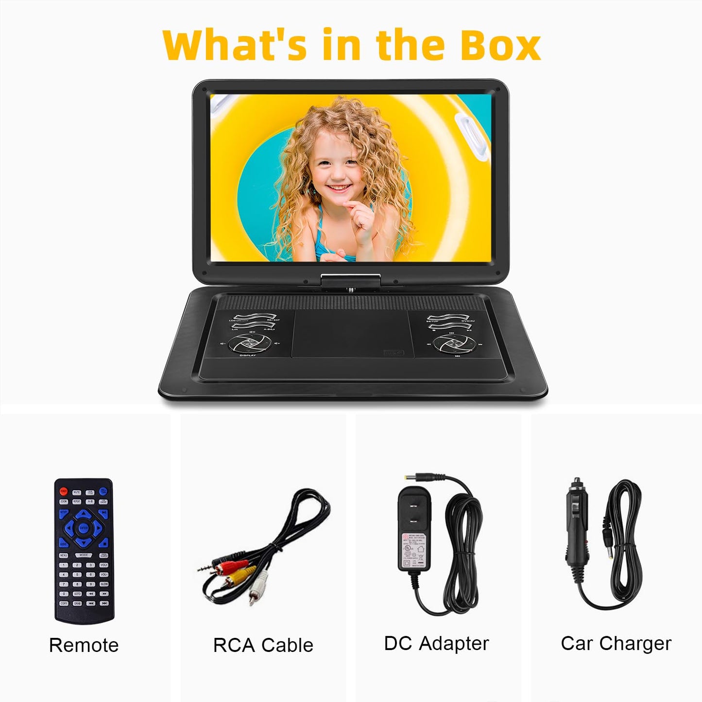 19.6" Portable DVD Player with 17.1" Large HD Screen, 5 Hours Battery DVD Player Portable with Car Charger, Kids Portable DVD Player Support All Region Discs, USB and SD Card, Sync TV