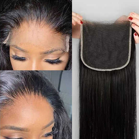 KRN 5x5 HD Lace Closure, Skinlike Undetectable Melted Lace Closure Pre Plucked with Baby Hair 12A Grade Brazilian Virgin Human Hair Breathable and Thin 0.10mm Invisible Swiss HD Lace Closure 16 Inch
