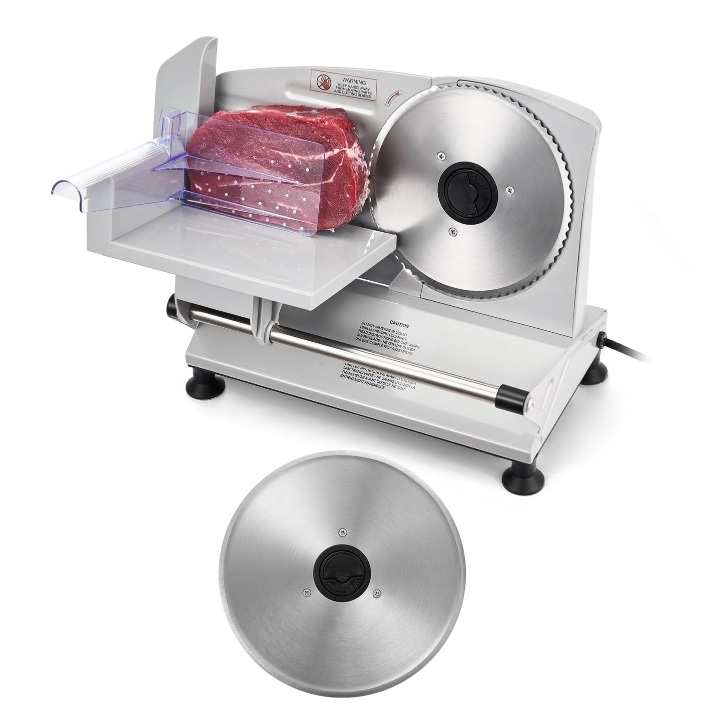 VEVOR Meat Slicer, 6.7" Electric Deli Slicer Machine with 2 SUS420 Blades, 0-0.6 inch Adjustable Thickness, 150W Home Food-Slicer for Meat, Ham, Baguett, Steak, ETL Approved