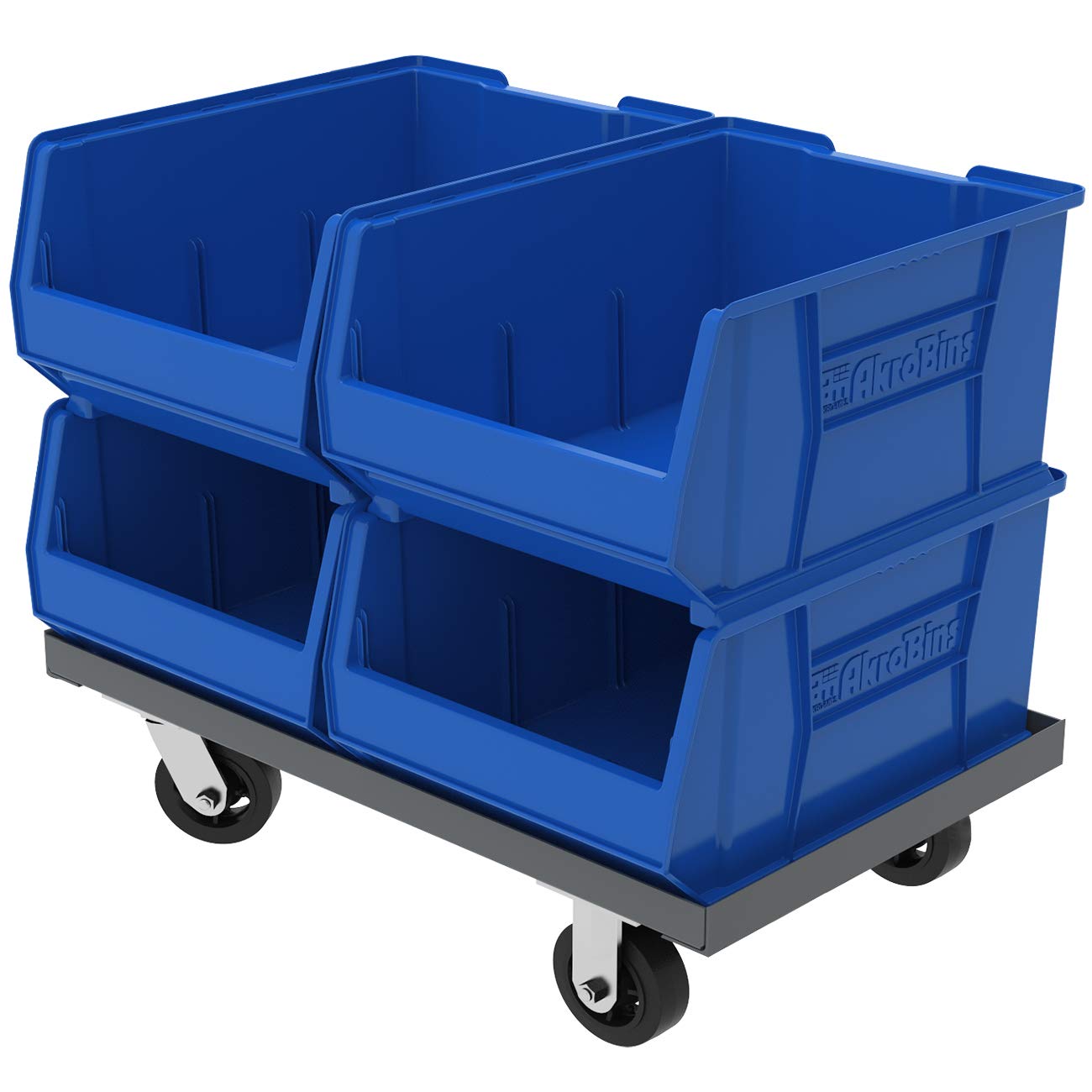Akro-Mils 30289 Super-Size AkroBins Plastic Storage Bins, Space-Saving Stackable Bins for Garage, Classroom, Warehouse Organization, 24" L x 18" W x 12" H, Blue, 1-Pack