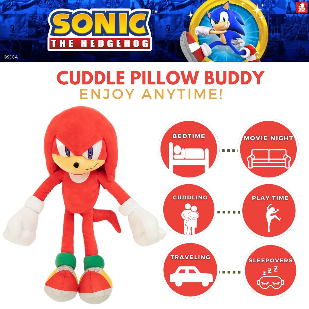 Franco Super Soft Plush Anime Cuddle Pillow Buddy, 1 Count (Pack of 1), Sonic The Hedgehog Knuckles