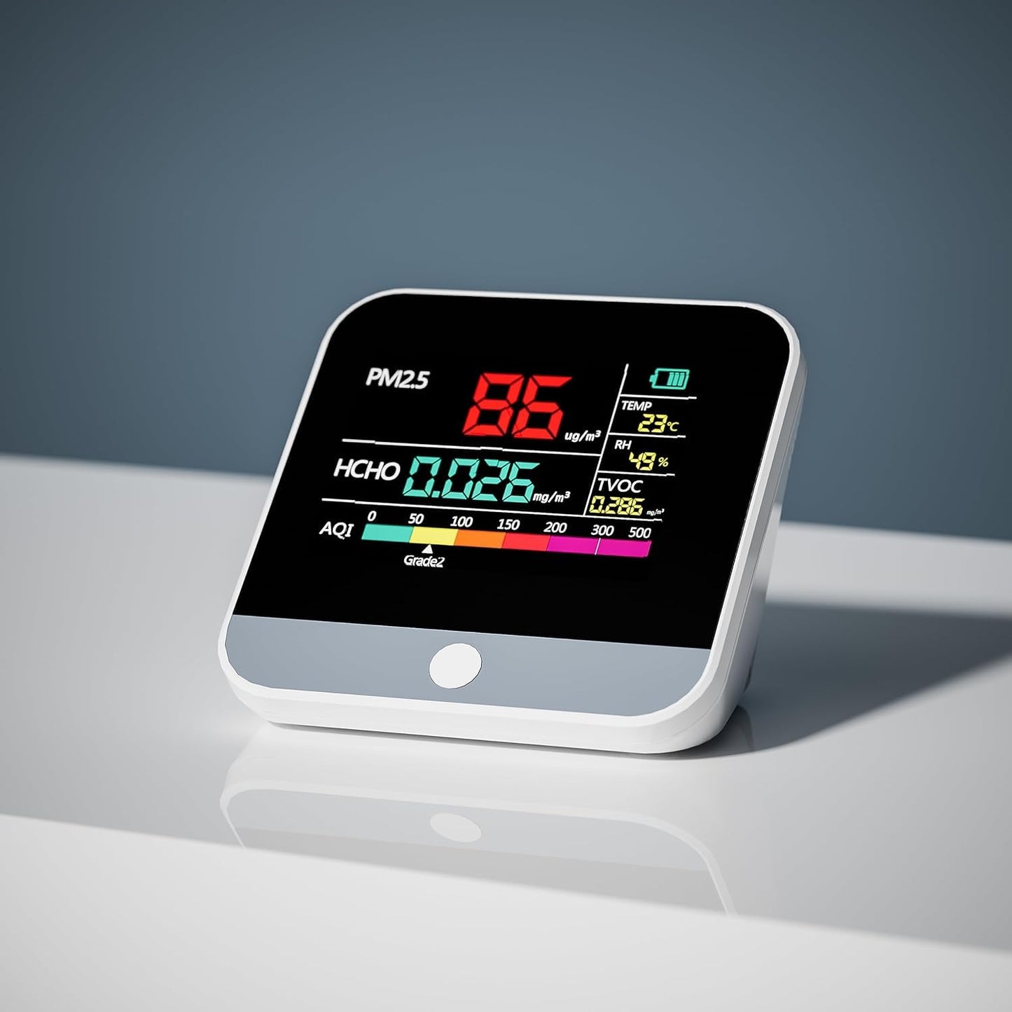 Professional 13 in 1 Air Quality Monitor Indoor, PM2.5/PM1/PM10/Temperature/Formaldehyde/Humidity/TVOC and 6AQI with Alert Buzzers, Portable & Easy to Use for Home Car Office School Air Quality Tester