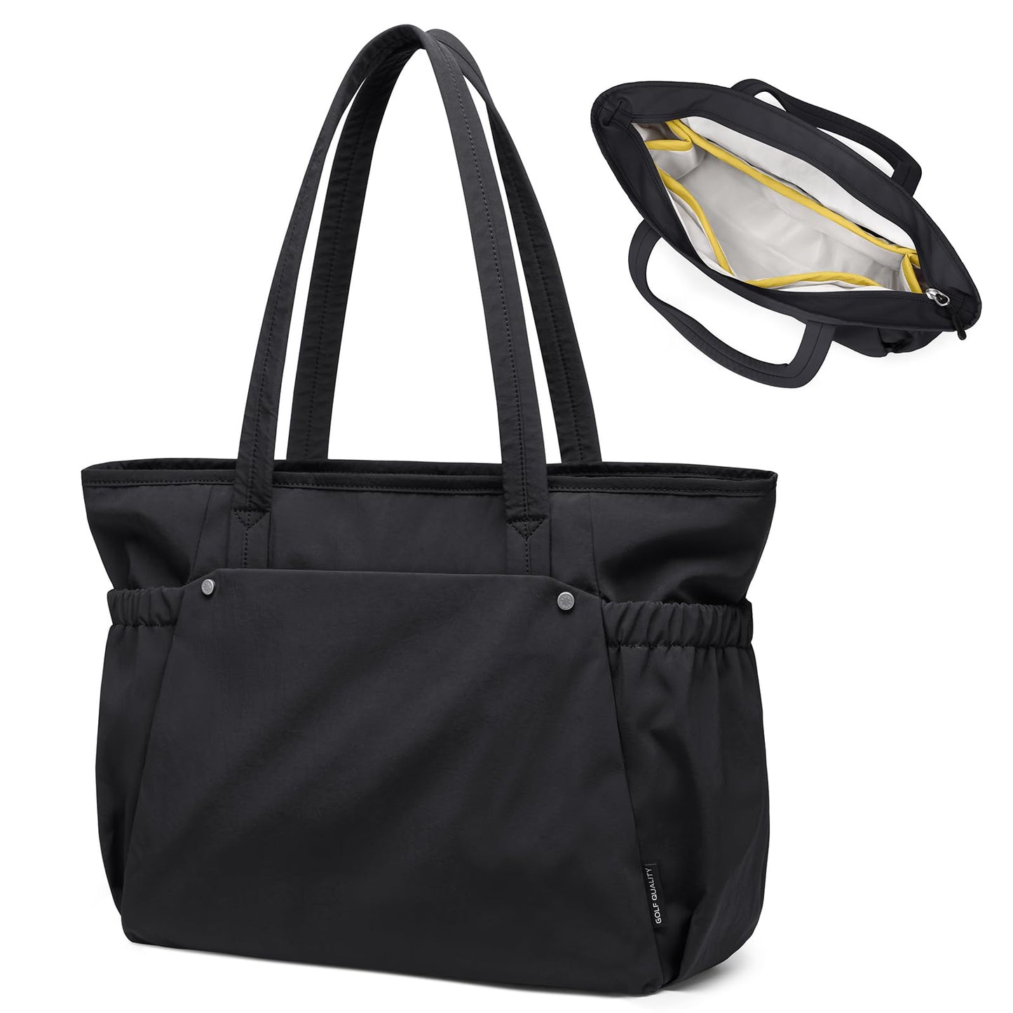 GOLF QUALITY Tote Bag for Women, Work Bags with Zipper Computer Laptop Handbag with Compartments for Travel, Daily,Fit 14Inch,Black