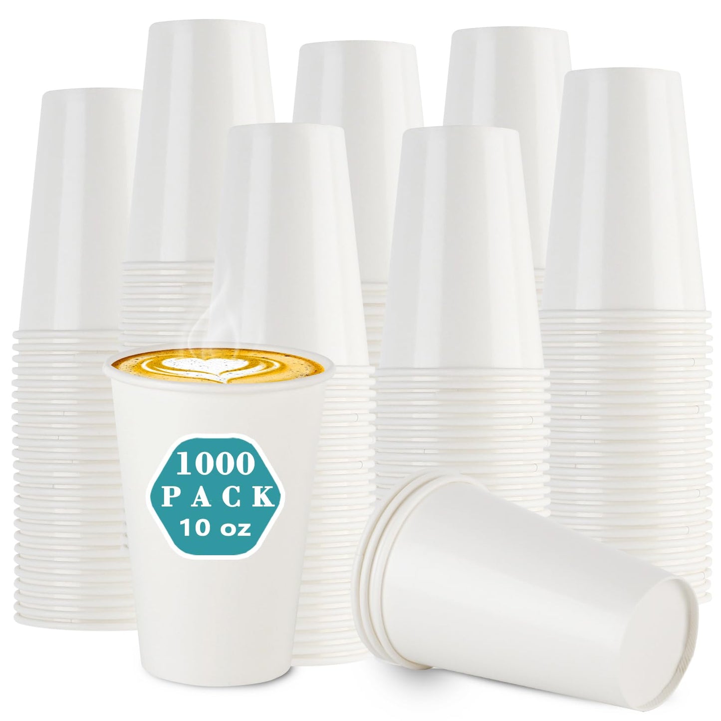 vivigu Coffee Cups - 1000 Pack Paper Cups 10 oz, Disposable Paper Coffee Cup for Hot and Cold Drink, White Paper Coffe Cup, Hot Cups Bulk for Office, Party, Home, Travel, Cafes, Bathroom