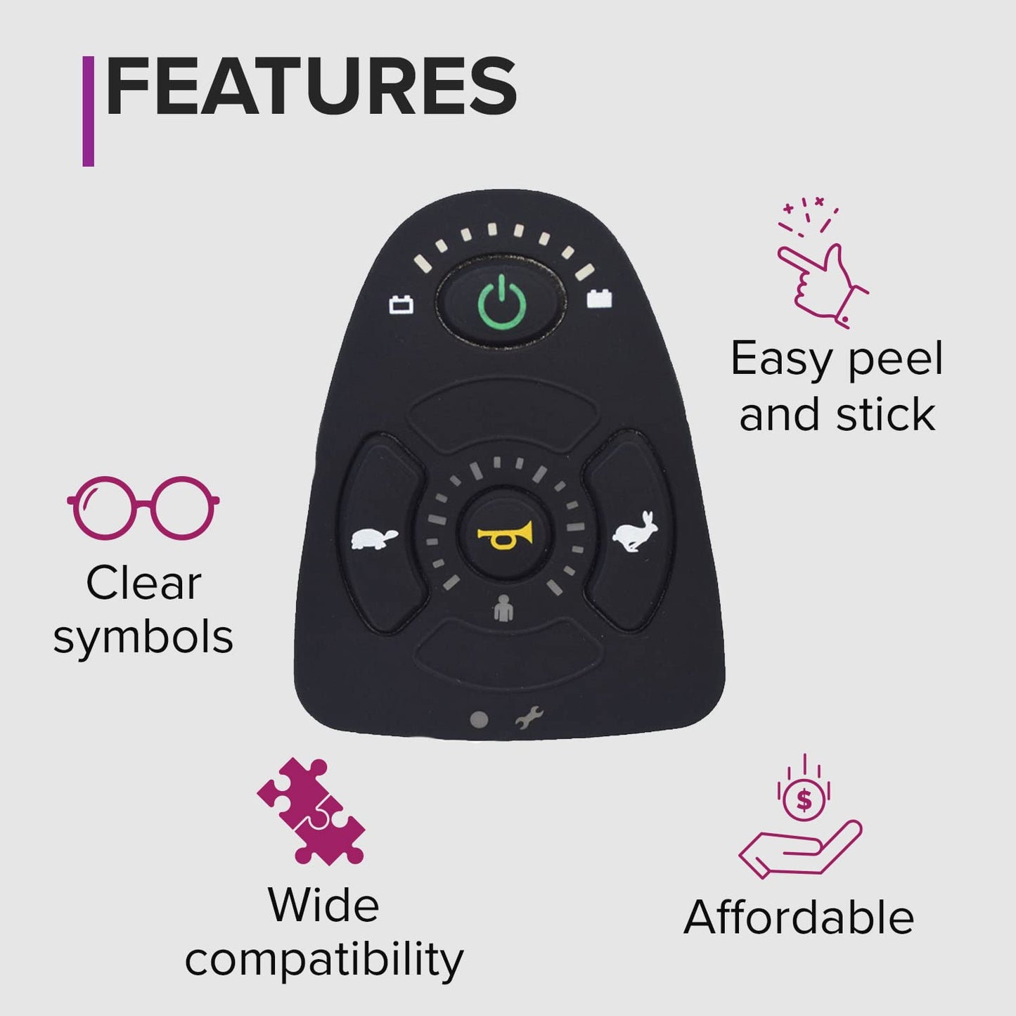 AlveyTech Keypad for 4-Key Dynamic Shark DK-REMD01 and DK-REMD02 (MK5 SPJ+) Joysticks - Replacement Power Chair Joystick Controller Rubber Pad (MC-GLA80843 / 1165094/82674 / 301201-22 / PLSINDV1264)