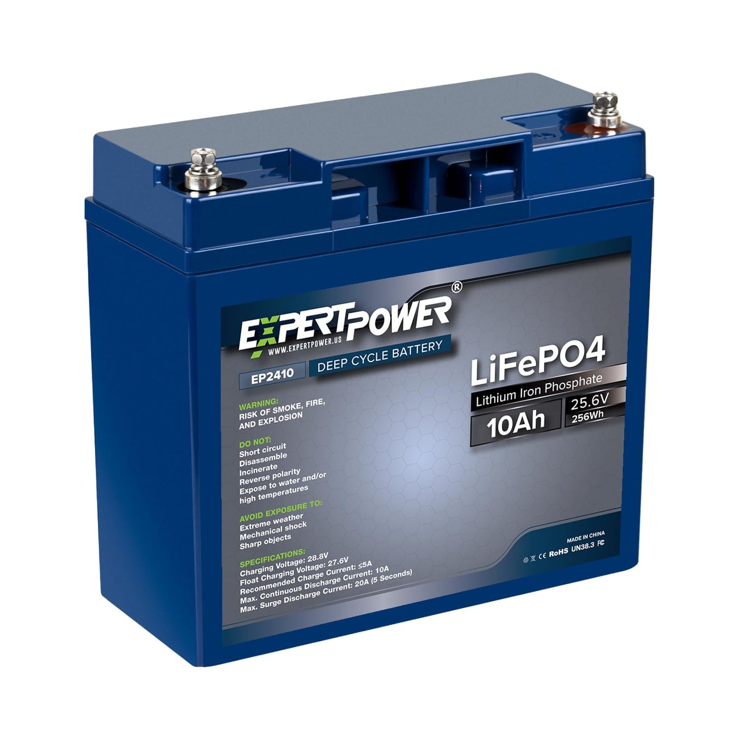 ExpertPower 24V 10Ah Lithium LiFePO4 Deep Cycle Rechargeable Battery | 2500-7000 Life Cycles & 10-Year Lifetime | Built-in BMS | Scooter, RV, Solar, Marine, Overland, Off-Grid