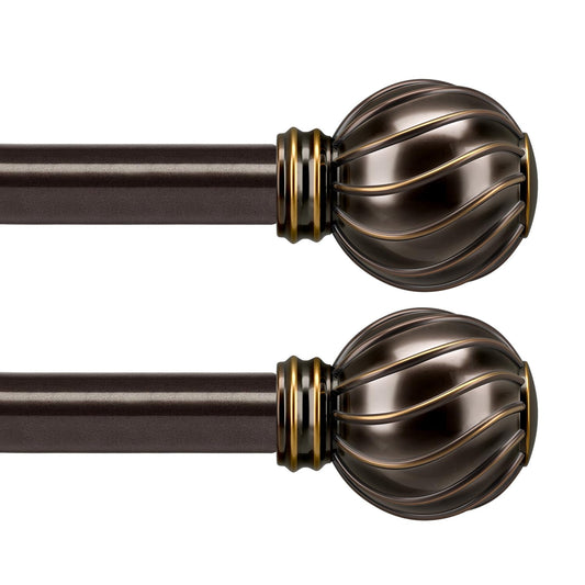 2 Pack Brown Curtain Rods Set for Windows 48 to 84 Inches Adjustable Length Heavy Duty 7/8" Diameter Window Curtain Rod with Decorative Finials for Outdoor Farmhouse Bedroom Kitchen Living Room