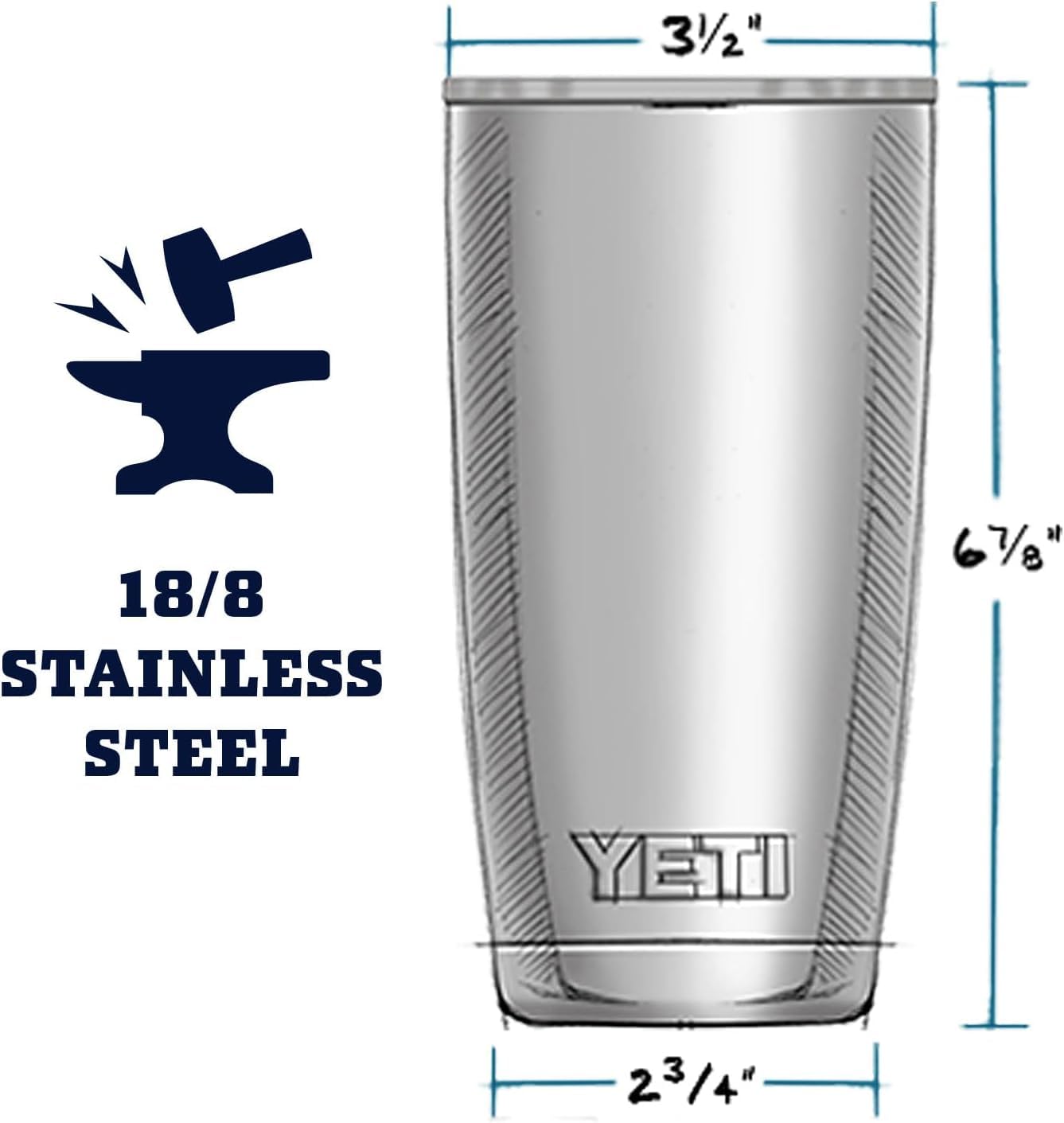 YETI Rambler 20 oz Tumbler, Stainless Steel, Vacuum Insulated with MagSlider Lid, Sea View