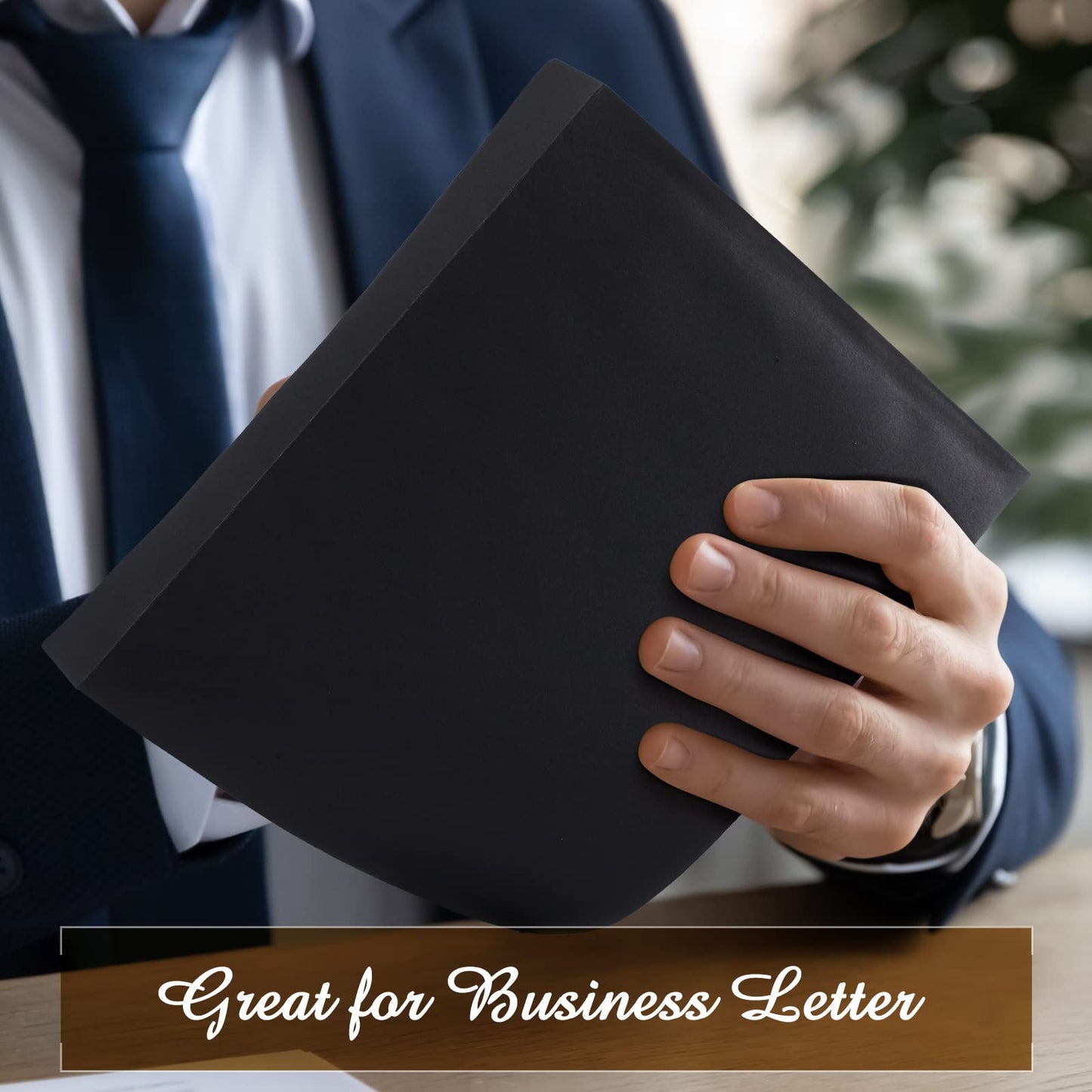 Crtiin 100 Pcs 9 x 12 Open End Booklet Black Envelopes 80 lb 120gsm Catalog Envelopes with Closure for Mailing Catalog Financial Document Magazine Pamphlet Business