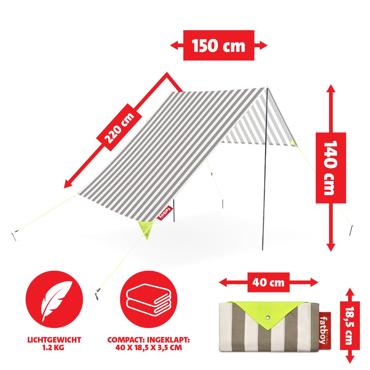 Fatboy Miasun Portable Beach Sun Shade, Biarritz