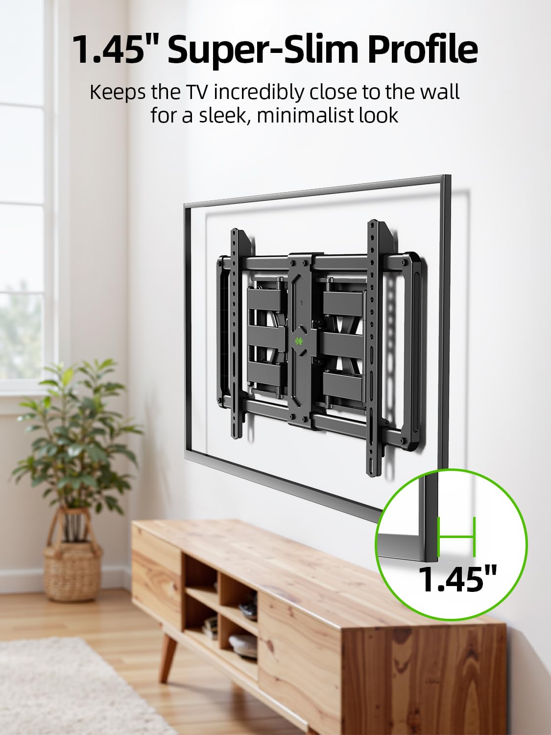 USX MOUNT Ultra Slim TV Wall Mount for Most 37-90 inch Television, Full Motion TV Mount Dual Swivel Articulating Tilt 6 Arms, Up to 120lbs, VESA 600x400mm, Max 16" Wood Studs, XML612-K