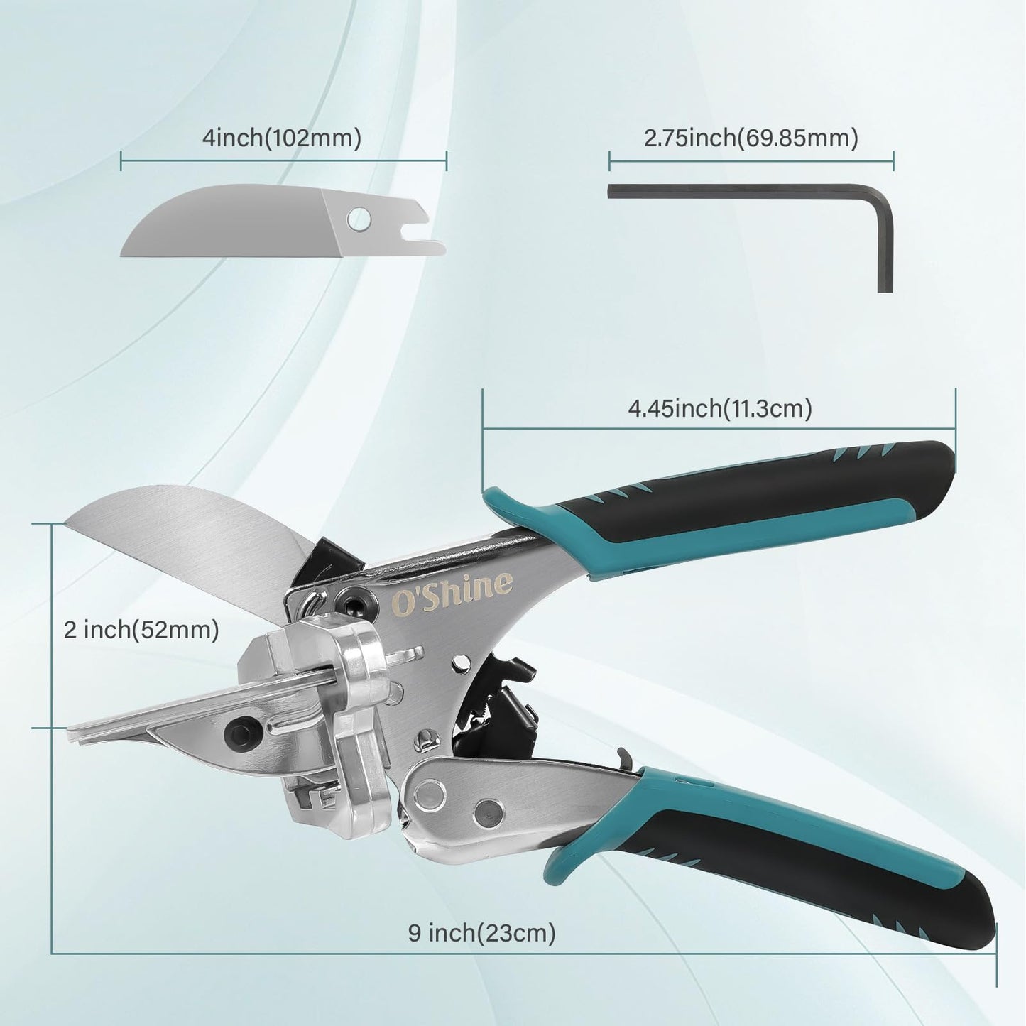 O’Shine 22.5 Degree Ratchet Miter Shears For Angular Cutting Molding Wood Crafting, Quarter Round Cutting Tool Shoe Molding Cutters, Multi Angle Miter Shear Trim Cutter Hand Tool, w/ 1pc Extra Blade