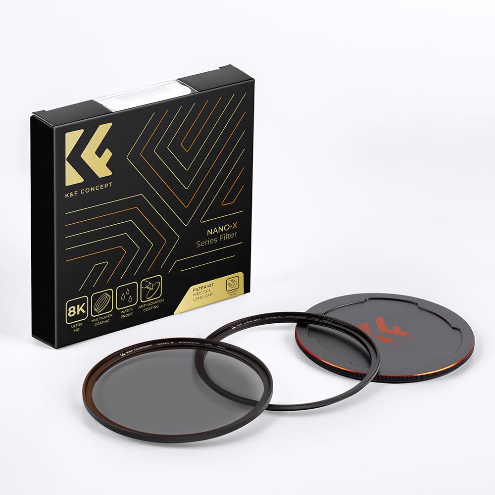 K&F Concept Magnetic 82mm Circular Polarizers Filter (Magnetic Polarizing Filter + Magnetic Basic Ring + Lens Cap) with 28 Multi-Layer Coatings CPL Filter for Camera Lens (Nano-X Series)