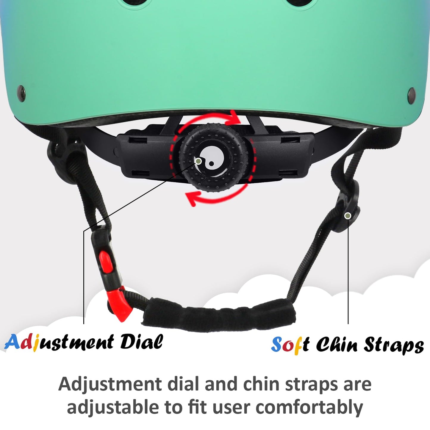 Kids Bike Helmet, Adjustable and Multi-Sport, from Toddler to Youth, 3 Sizes (Pink Blue Green)