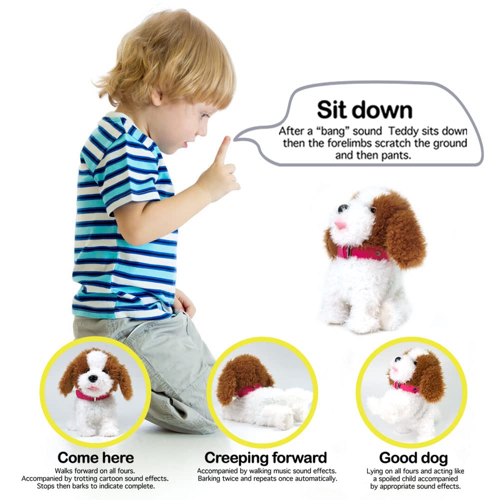 WEofferwhatYOUwant Interactive Robot Dog, Plush Goldendoodle Teddy with 12 Voice Commands - Speech Recognition, Walks Barks Sings Dances Push-Ups, Educational Talking Pet for Kids Seniors, Ages 3+