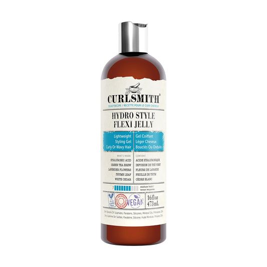 CURLSMITH - Hydro Style Flexi-Jelly - Vegan Defining Gel for Wavy, Curly or Coily Hair (16 fl oz)