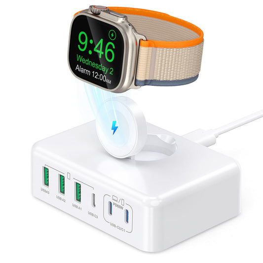 170W USB C Charging Station Block, Travel Charger for Multiple Devices, USB C Charger Plug for iPhone 16 15 14 13 12 Series, Apple Watch Ultra SE 10 9 8 7 6 5 4 3 2, AirPods, MacBook Pro Air, iPad