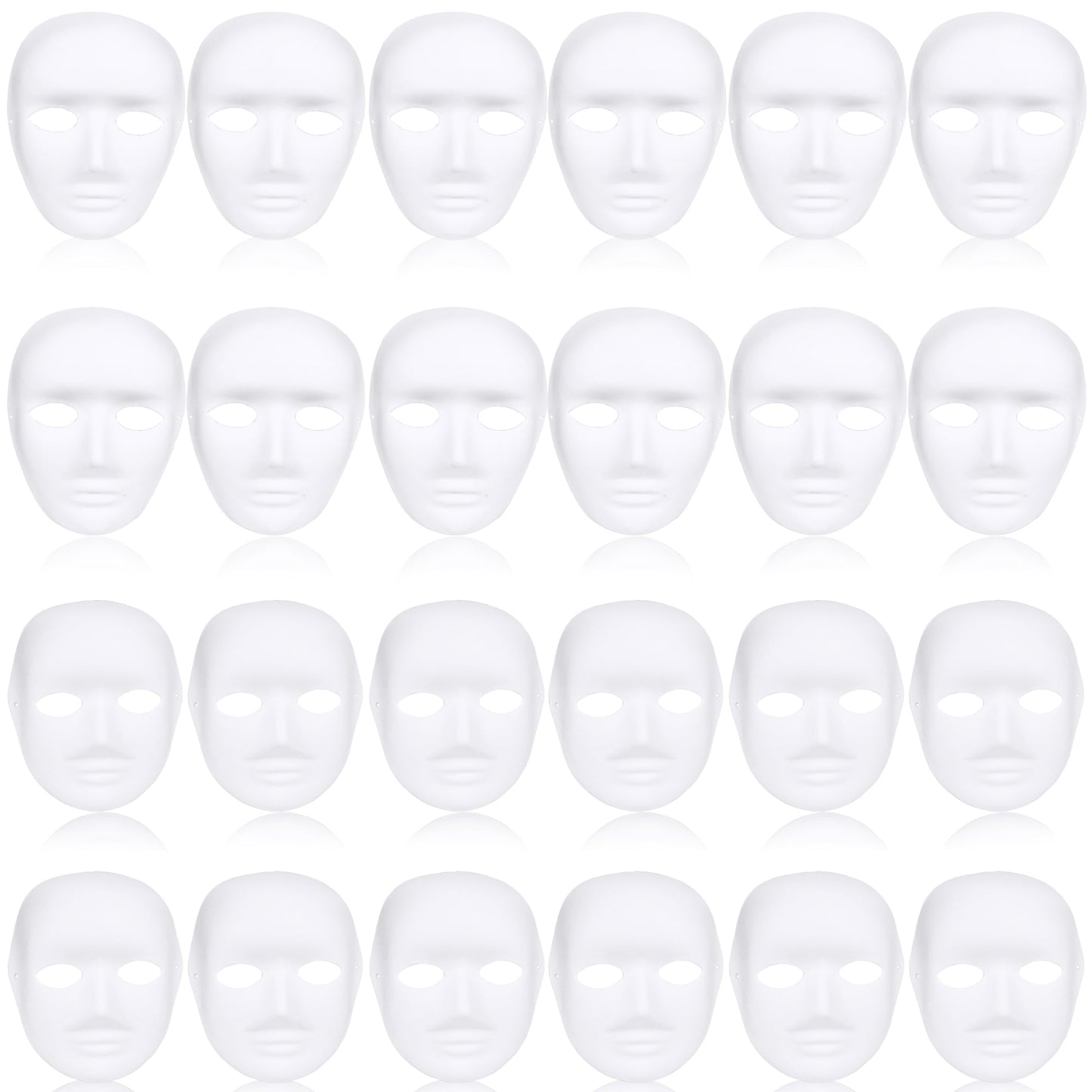 Fahacop 24 Pcs White Paper Mache Masks DIY Full Face Craft Masks Paintable Paper Mask for Halloween Cosplay Masquerade Parties and DIY Craft Activities