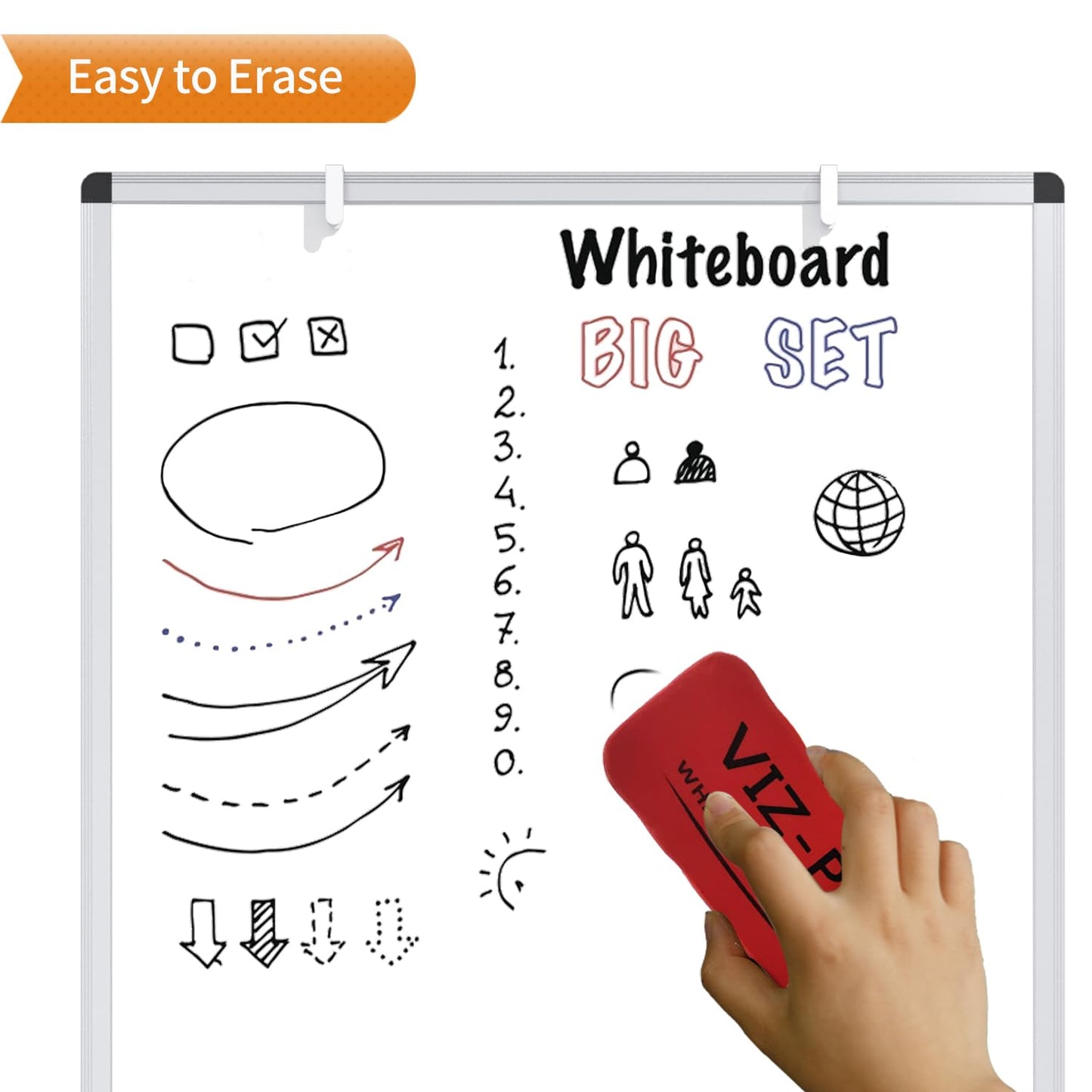 VIZ-PRO Magnetic Portable Easel Dry Erase Board, Flipchart Easel Stand Tripod Whiteboard, 24"W x 36"L