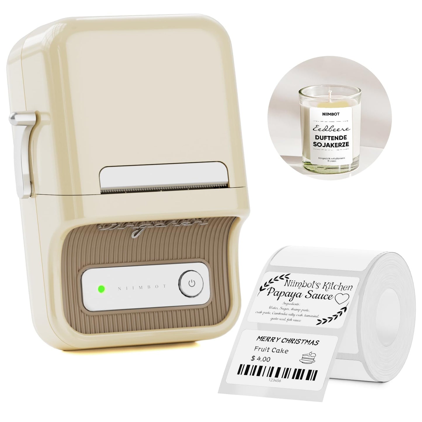 NIIMBOT B21 Label Maker, Thermal Label Printer, Portable Inkless Label Makers for Home/Office/Business, with 1 Pack 50x30mm White Label, Compatible with iOS & Android, (White)