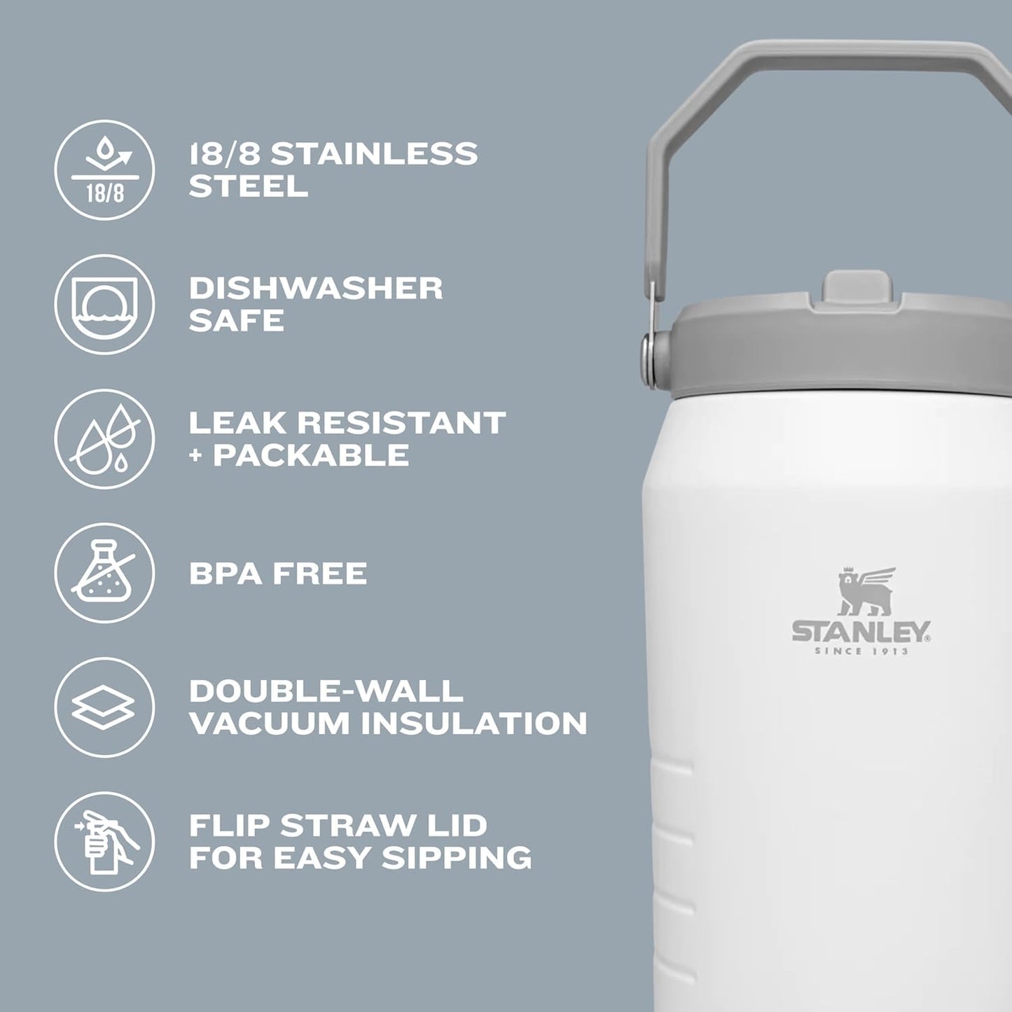 STANLEY IceFlow 2.0 Flip Straw Jug with Handle 40 oz | Twist On Lid and Flip Up Straw | Leakproof for Travel and Sports | Insulated Stainless Steel |BPA-Free | Lilac