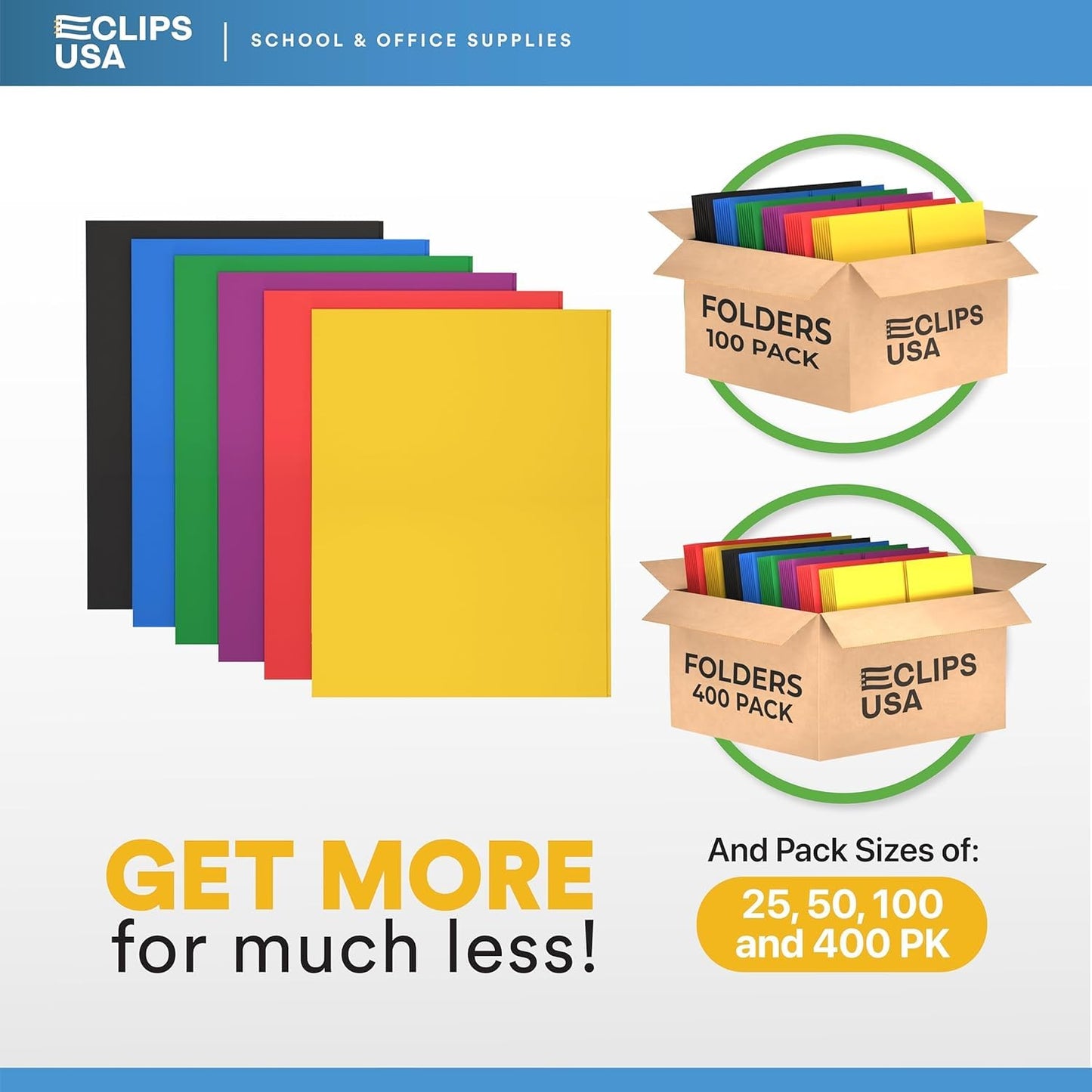 Folders with Pockets 2 Pocket Folders Bulk Holds 100 Sheets (50 Sheets Per Pocket) Assorted Colors Office School (200 Pack)