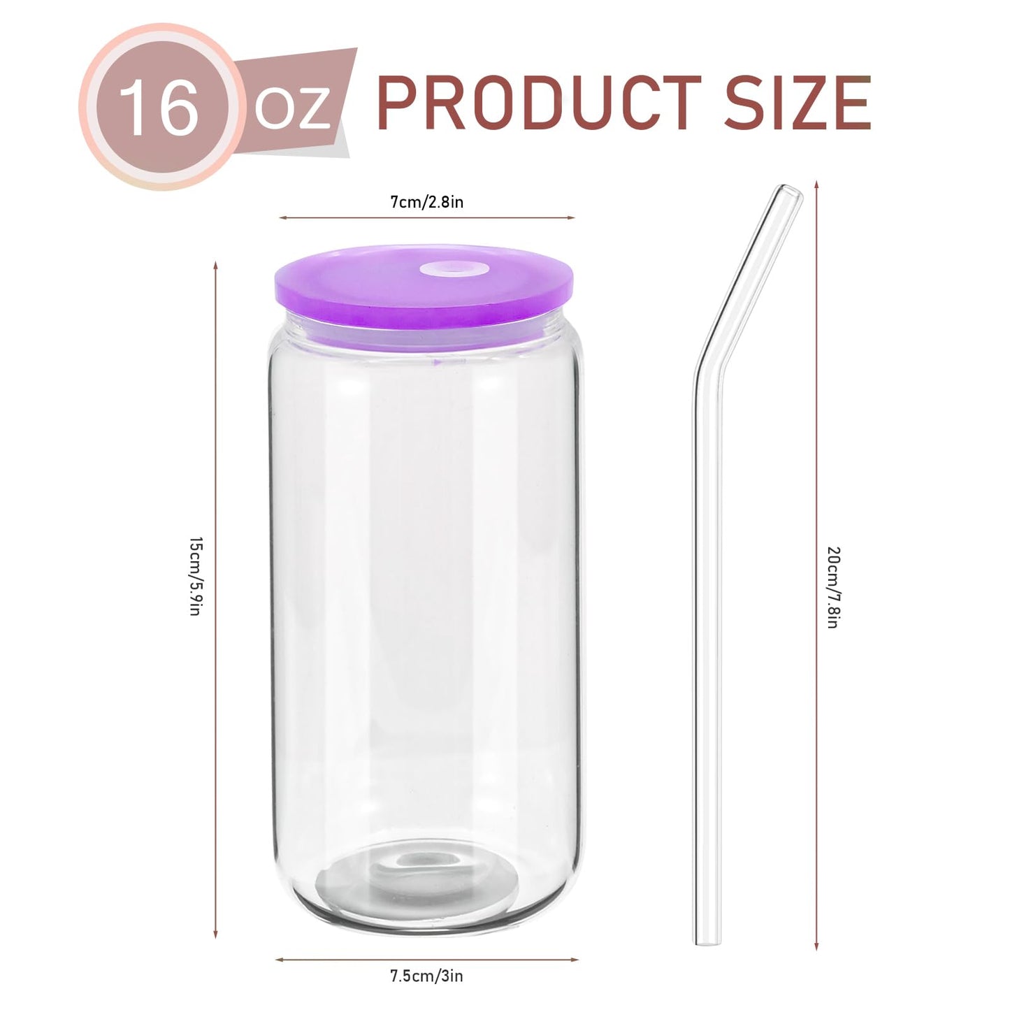 20 Pack Drinking Glass Cups with Acrylic Lids and Glass Straws 16oz Clear Glass Tumblers Can Shaped Iced Coffee Cups Drinking Glasses, Cute Glass Cups for Tea Beer Soda Smoothie Whiskey Gift