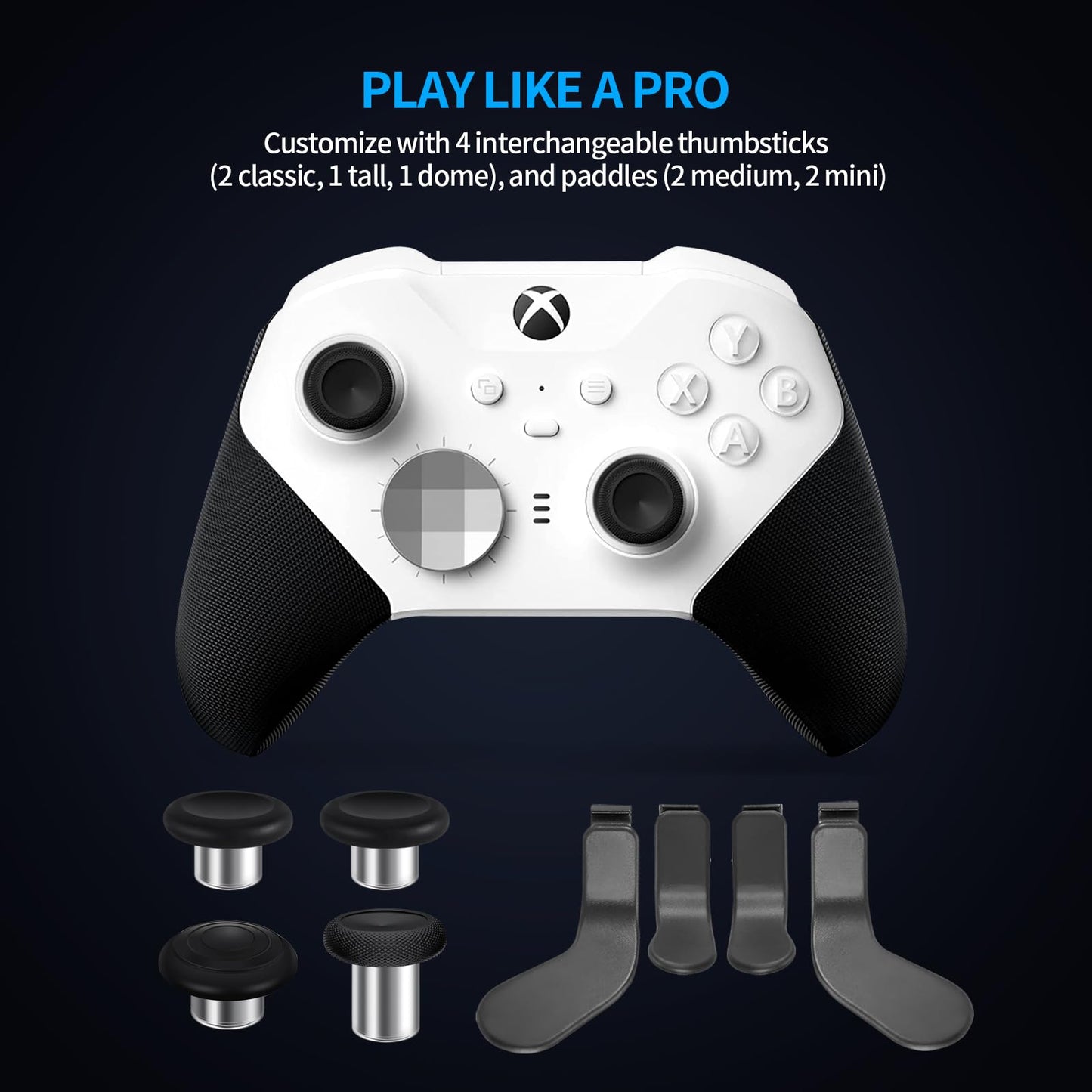 Complete Component Pack for Xbox Elite Controller Series 2 - Accessories Replacement Parts Repair Kit with Storage Case, Charging Dock and Charger Cable, 4 Thumbsticks, 4 Paddles, 1 D-Pad
