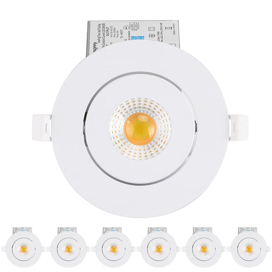 4 Inch Led Recessed lights Ultra-Thin Adjustable Eyeball Gimbal LED Recessed Lighting with Junction Box 9 Watts 750Lm Dimmable ceiling light ETL Listed (2700K/3000K/3500K/4000K/5000K Option 6Pack)