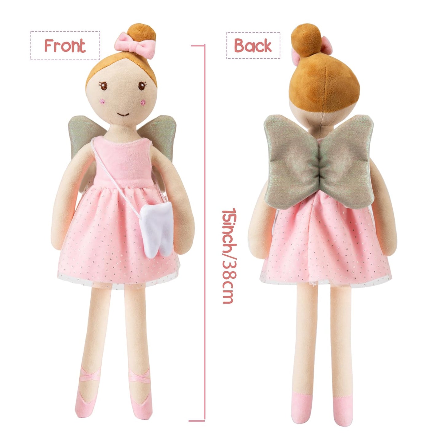 free-space Tooth Fairy Soft Plush Ballet Doll with Little Tooth Bag Christmas Holiday Birthday Gifts for Kids