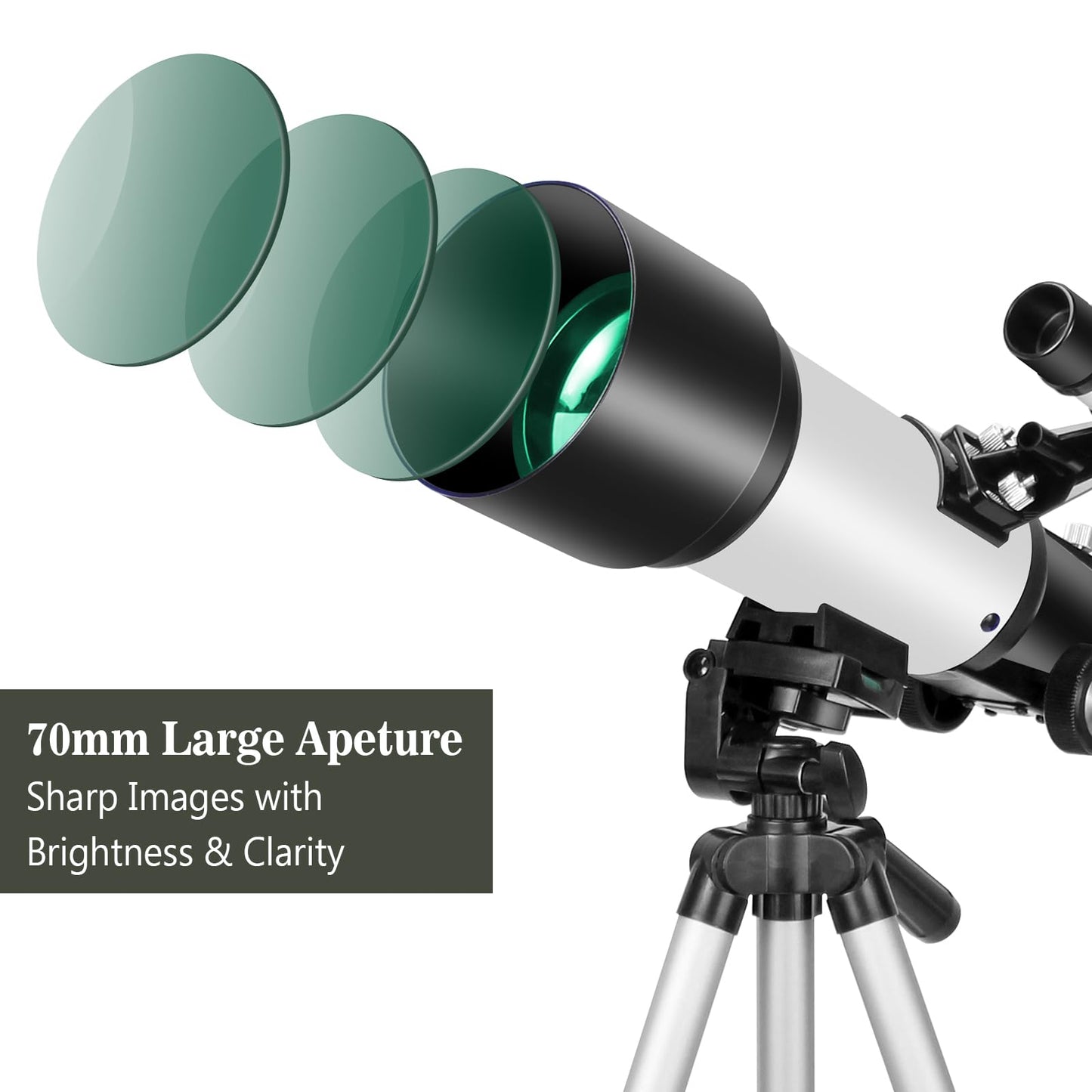Telescopes, Telescope for Kids and Adults Beginners, 70mm Aperture 400mm Focus Length Refractor Travel Telescope with AZ Mount for Observe The Moon and Landscape (White)