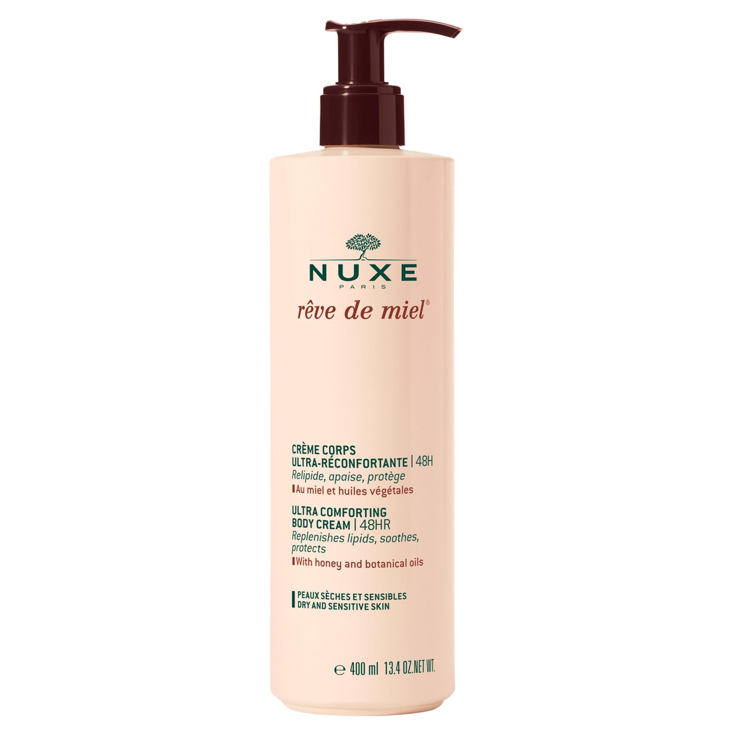 Nuxe Ultra-Comforting Body Cream, Rêve de Miel - Body Moisturizer with Shea Butter for Dry, Sensitive Skin, 13.4 Fl Oz
