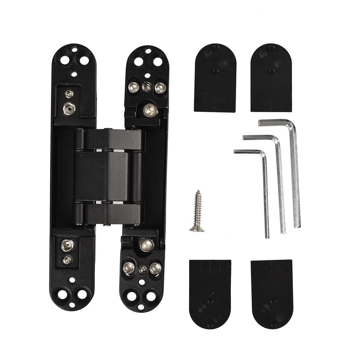 TamBee 6inch Hidden Door Hinges Invisible Hinges Concealed Hinges Zinc Alloy 180 Degree Swing Hinge 3 Way Adjustable Butt Hinge 6 x 2.5 x 1 inch Black (2 Hinges)