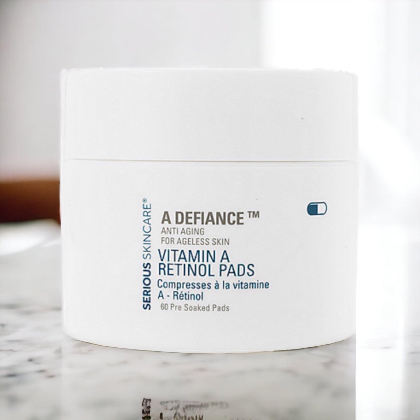 Serious Skincare Vitamin A Retinol Facial Treatment Pads - Smooth Rough Skin - Pre-Soaked Cotton Wipes - Micro Exfoliate - For Lines and Wrinkles - Sugar Cane - Algae Extract - Aloe - 60 Disc (2Pack)