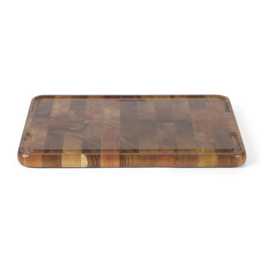 Calphalon Edge Guard Cutting Board, 13.6 x 9.5-Inch End-Grain Acacia Wood Cutting Board, Wooden Chopping Block for Stable Cutting & Food Prep
