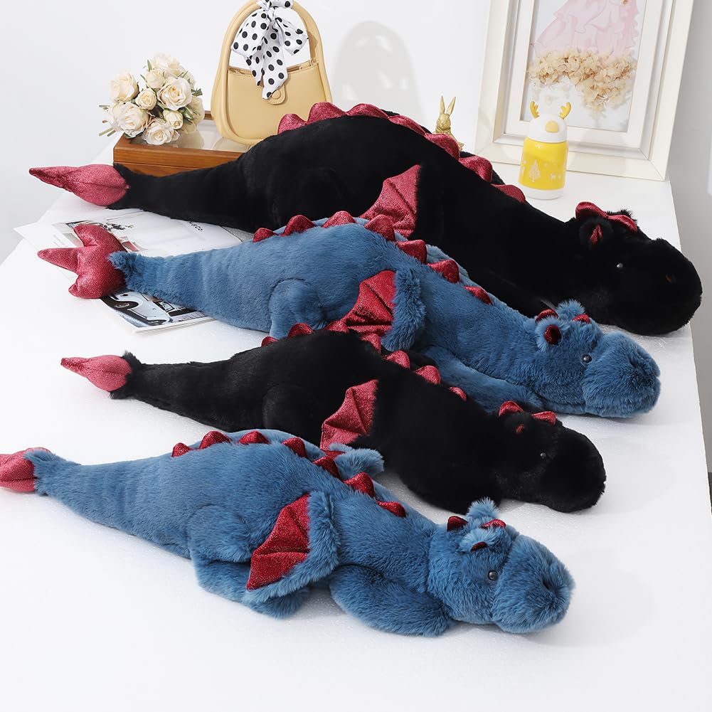 Weighted Stuffed Animals 35.4" 5Lbs, Soft and Sturdy Weighted Dragon Plush for Kids and Adults, Medium Black Dragon Stuffed Animal