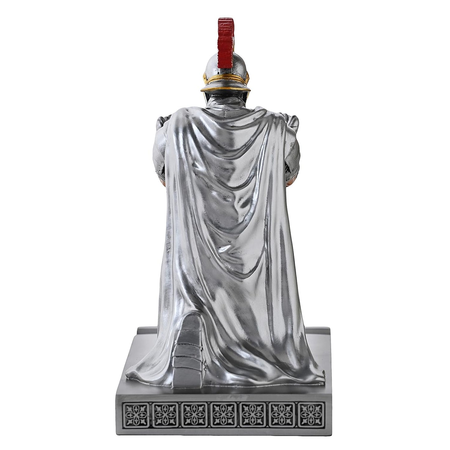 CYXStar Roman Praetorian Prefect Warrior Knight Pen Holder Desk Ornament Resin Praetorian Guard Mobile Phone Stand Desk Accessories and Organizer For Office with a Letter Opener (Silver)